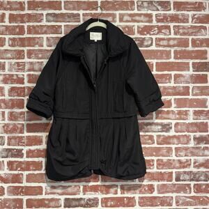 Max Mara Black Puffer Jacket Short Sleeve Zip Front Coat Italy IT 40